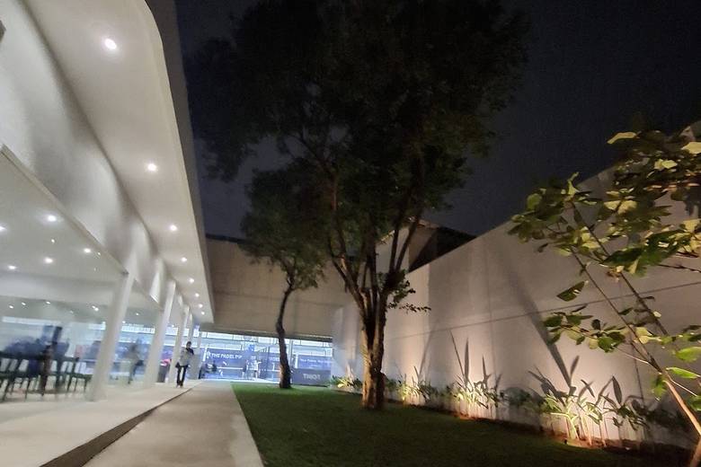 The outdoor garden at night
